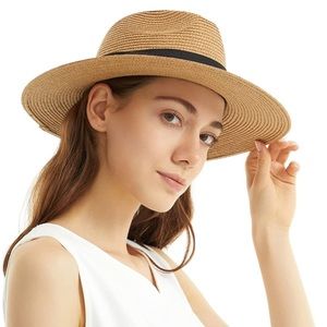 FURTALK Women/Men Sun Hat Summer Panama Straw Hat Fedora Beach Hat